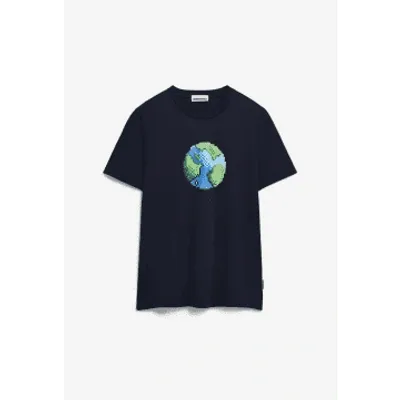 Armedangels Jaames Planet T-shirt Night Sky In Blue