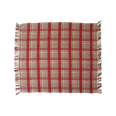 Creative Co-op 50"x60" Multicolor Cotton Flannel Throw Blanket In Red