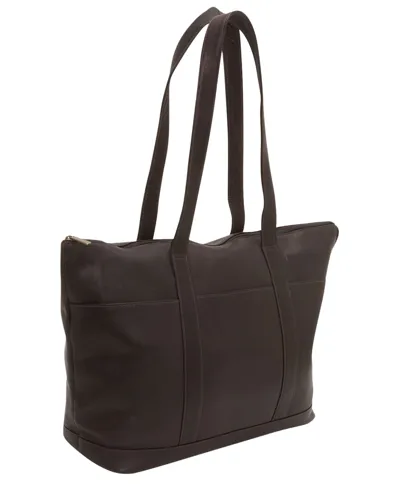 Le Donne Large Pocket Leather Tote In Brown