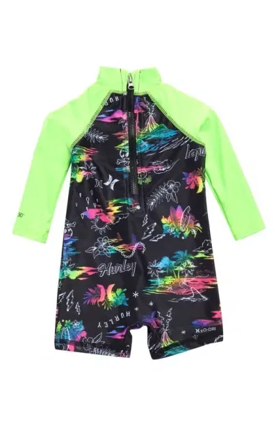 Hurley Babies' Rashguard One-piece Swimsuit In Black Multi