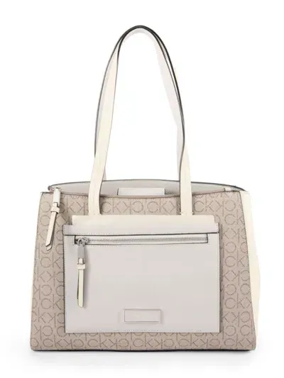 Calvin Klein Women's Hadley Monogram Tote In Almond