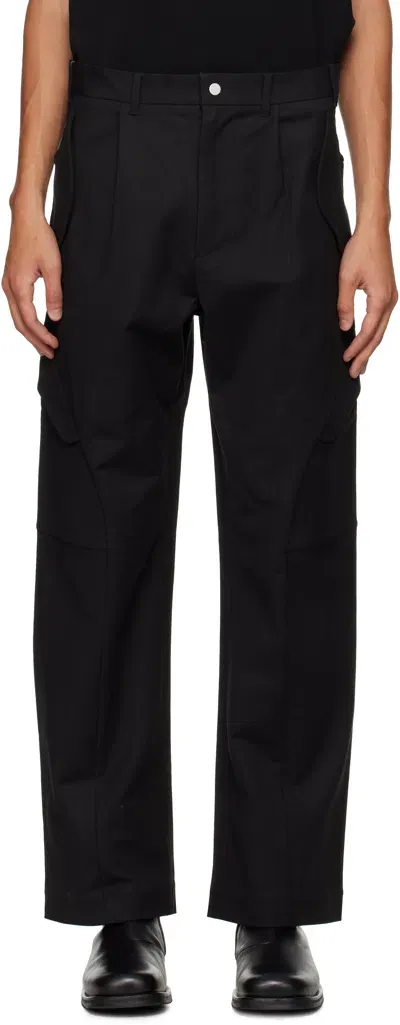 _j.l - A.l_ Black Brace Trousers In Shungite Black