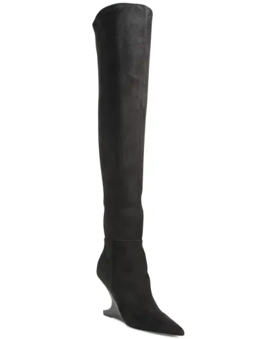 Aaj By Aminah Women's Indigo Over-the-knee Dress Boots In Black