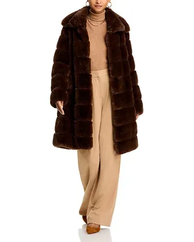 Adrienne Landau Faux Fur Coat In Chocolate