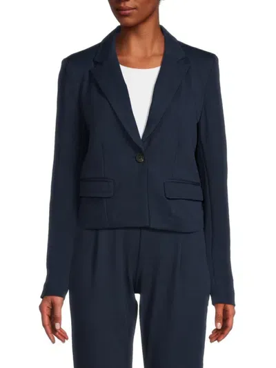 Adrienne Landau Women's Single Button Blazer In Black Iris