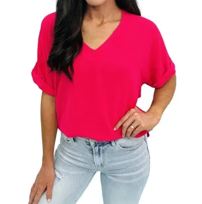 Adrienne Madison Top In Solid Fuchsia In Multi