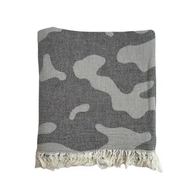 Ailera Black / Grey Large Camo Hammam Towel - Charcoal / Grey In Black/grey