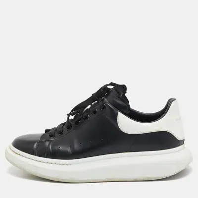 Pre-owned Alexander Mcqueen Black/white Leather Oversized Sneakers Size 45