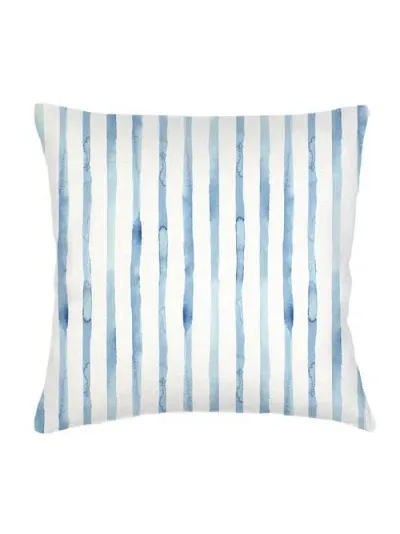 Anaya Riviera Striped Linen Pillow Down Insert In Blue