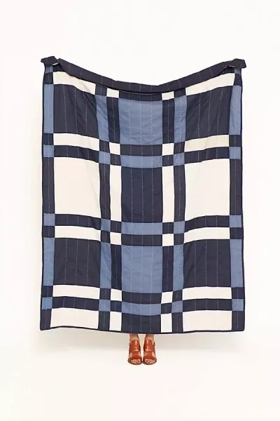 Anchal Patchwork Plaid Quilt Throw In Blue