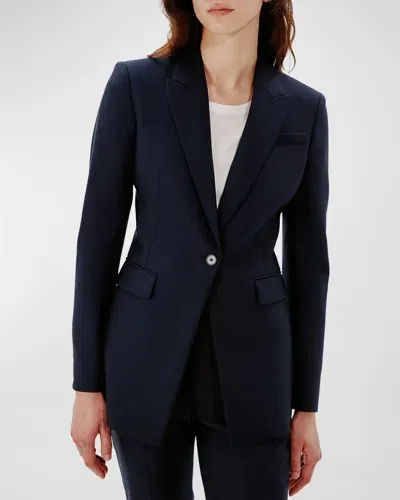 Another Tomorrow Single Button Blazer Jacket In Navy