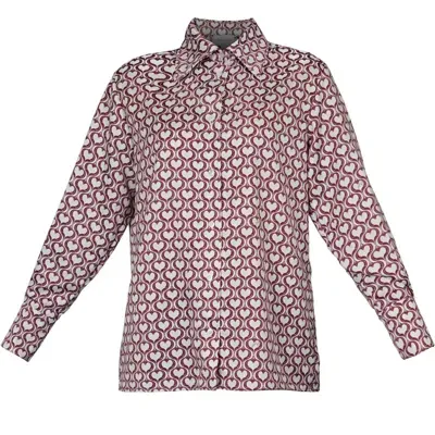 Antonia York Women's Brown Heart Print Shirt Elisha Classically Cut Shirt With Deep Cuffs