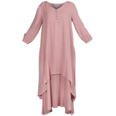 Antonia York Women's Pink / Purple Dusky Pink Layered Dress Chelsea Loose Fitting Dress With Front Button Detail In Pink/purple