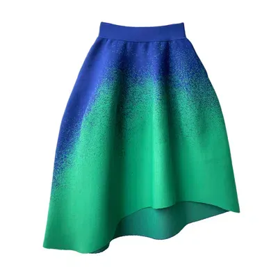 Arto. Women's Blue Unlimited Energy Asymmetrical High Waisted Midi Skirt - Green