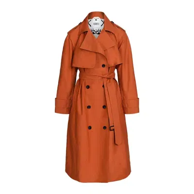 Asantii Women's Yellow / Orange Mawingu Double Breasted Trench Coat - Apricot In Yellow/orange