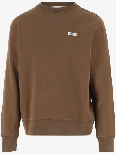 Autry Cotton Sweatshirt With Logo In Brown