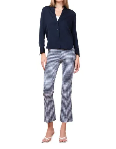 Avenue Montaigne Leo Check Crop Flare Pants In Sailor In Blue