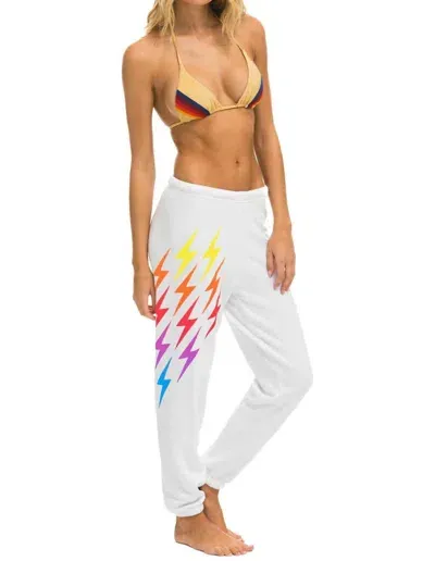 Aviator Nation Bolt Gradient Sweatpant In White/rainbow In Multi