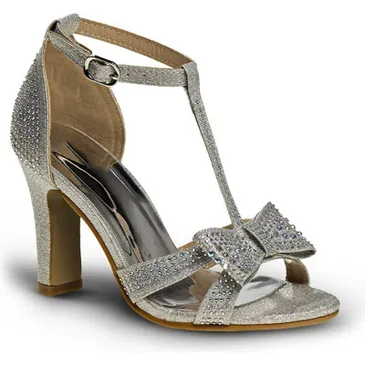 Badgley Mischka Collection Kids' Rhinestone T-strap Sandal In Silver