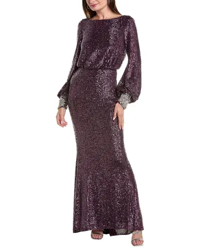 Badgley Mischka Sequin Gown In Purple