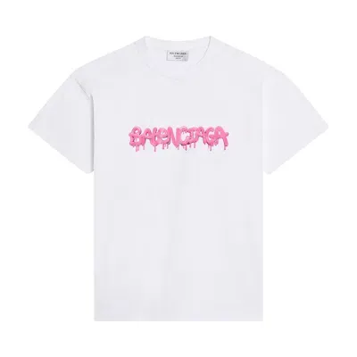 Pre-owned Balenciaga Slime T-shirt Medium Fit 'white/bubblegum'