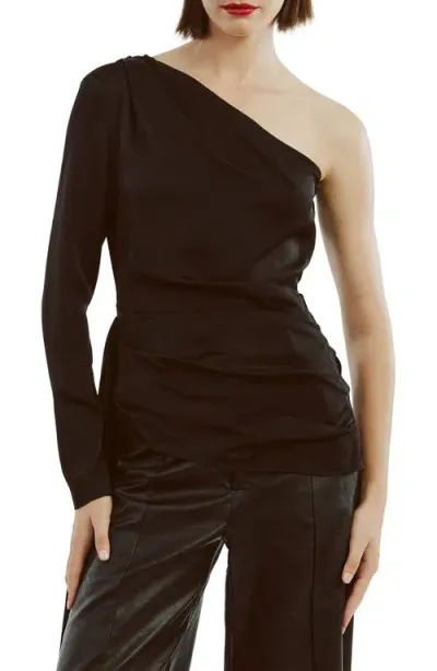 Bardot Elisabetta One-shoulder Satin Top In Black