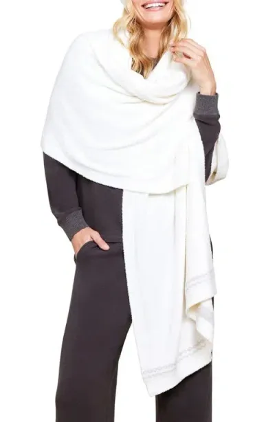 Barefoot Dreams Cozychic® Lite Nordic Border Wrap In Pearl/stone