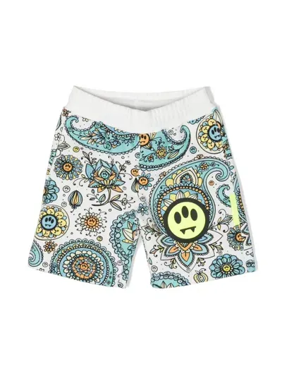 Barrow Kids' All Over Print Cotton Sweat Shorts In Multicolor