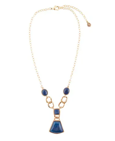 Barse Atehena Genuine Blue Agate Abstract Statement Necklace