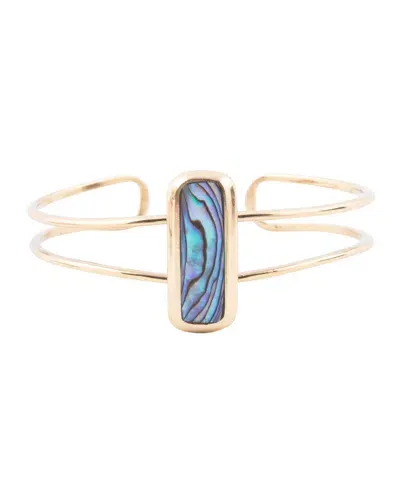 Barse Inlay Genuine Abalone Golden Bronze Rectangle Cuff Bracelet