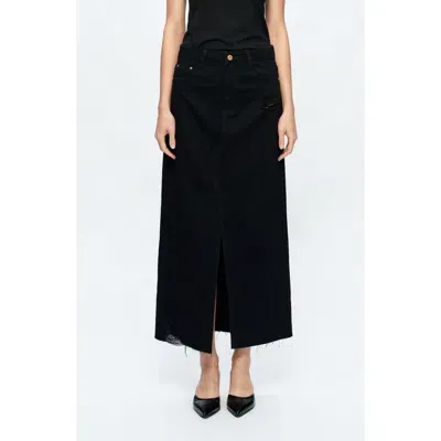 Bayeas Alice Distressed Denim Maxi Skirt In Black