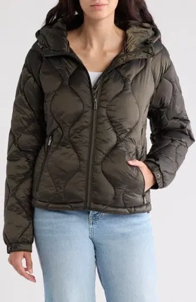 Bcbgeneration Water Resistant Hooded Puffer Jacket In Dark Olive