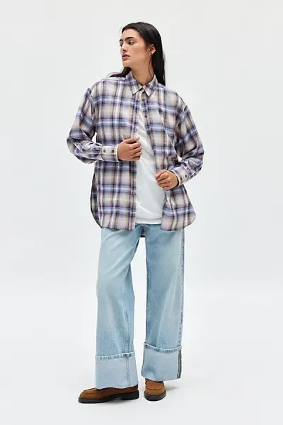 Bdg Rick Boyfriend Flannel Shirt In Mulberry, Women's At Urban Outfitters