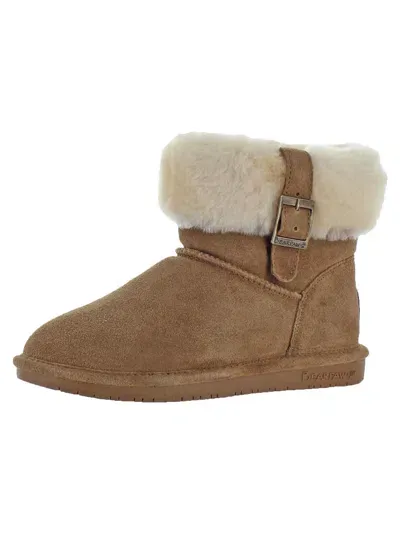 Bearpaw Abby Womens Suede Sheepskin Lined Ankle Boots In Multi