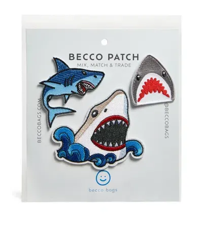 Becco Bags Kids' Shark Attack 4-piece Patch Set In Black