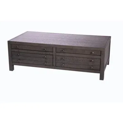 Best Quality Furniture Rustic Style Coffee Table With 4-drawer Storage, Rustic Dark Grey