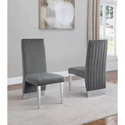 Best Quality Furniture Tufted Velvet Upholstered Dining Chair, 4 Colors To Choose (set Of 2) - Dark Grey In Gray