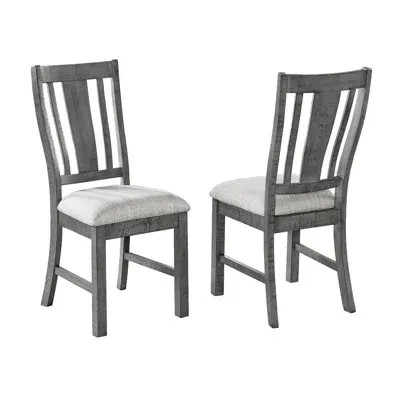 Best Quality Furniture Upholstered Rustic Grey Dining Chairs With Light Grey Linen Fabric (set Of 2) In Gray