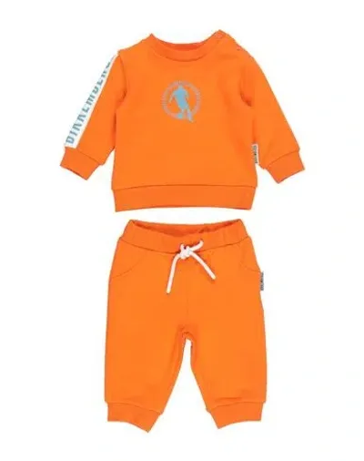 Bikkembergs Newborn Boy Baby Set Orange Size 0 Cotton, Elastane