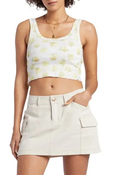 Billabong Check The Palms Print Cotton Crop Tank In Yellow Multi