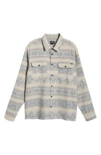 Billabong Offshore Jacquard Stripe Cotton Button-up Shirt In Taupe