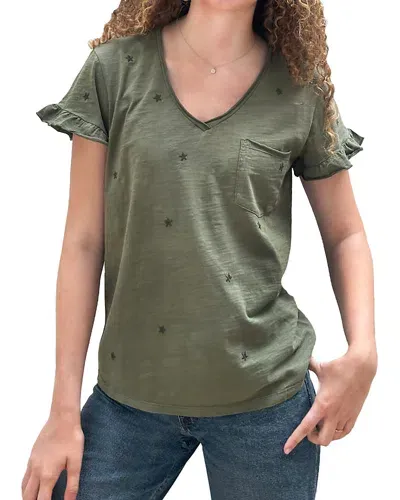 Billy T Star Embroidered Tee In Olive