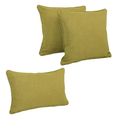 Blazing Needles Double-corded Solid Outdoor Spun Polyester Throw Pillows With Inserts (set Of 3), Avocado