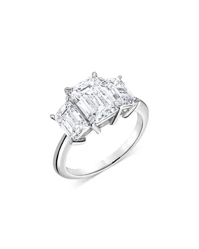 Bloomingdale's Certified Lab Grown Diamond Emerald Cut Three Stone Engagement Ring In 18k White Gold, 4.40 Ct. T. W