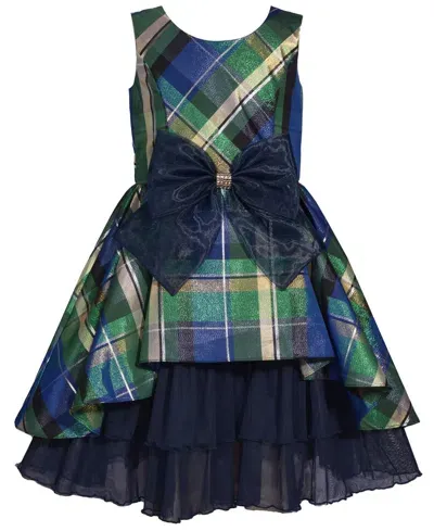 Bonnie Jean Kids' Toddler Girls Princess Seam Taffeta Plaid Dress In Green