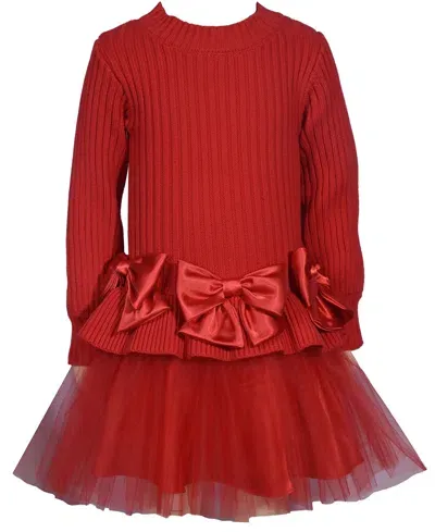 Bonnie Jean Kids' Toddler Girls Rib Sweater Knit Dress In Red