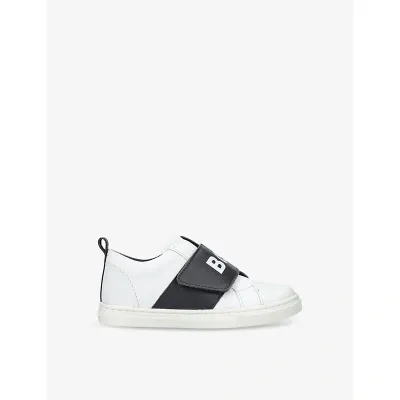 Boss By Hugo Boss Kids' Logo-print Leather Low-top Traine In White