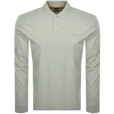 Boss Casual Boss Interlock Long Sleeved Polo T Shirt Beige