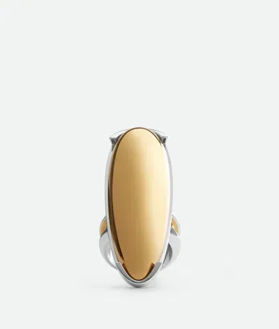 Bottega Veneta Grosser Ellipse Ring In Silver/yellow Gold