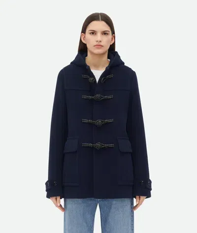 Bottega Veneta Wool Duffle Coat In  Navy